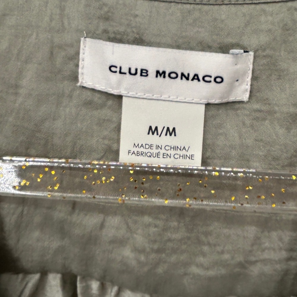 Club Monaco Womens Sage Green Ruffle Sleeve Button Front Blouse Size M - Picture 3 of 6